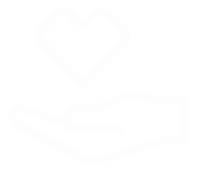 Heart above hand icon in a red banner